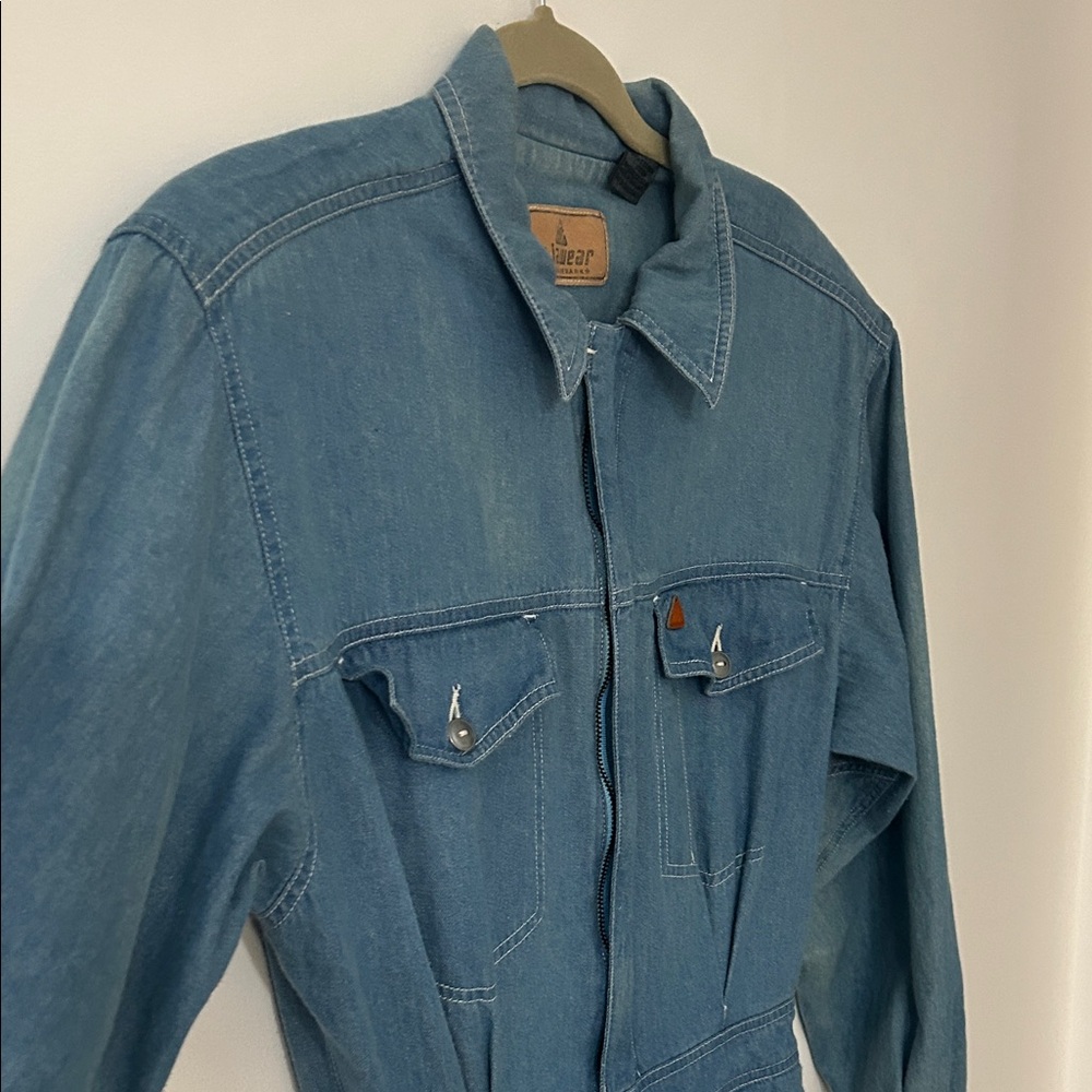 Vintage Liz Wear Jumpsuit Women’s Large Denim 80s Faded Casual - Picture 8 of 16